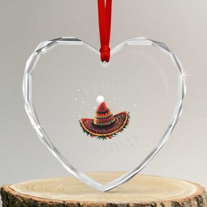 Mexico Xmas Heart Crystal Glass Ornament Feliz Navidad Santa Hat Sombrero TS09 Transparent Glass 3'' Heart Print Your Wear