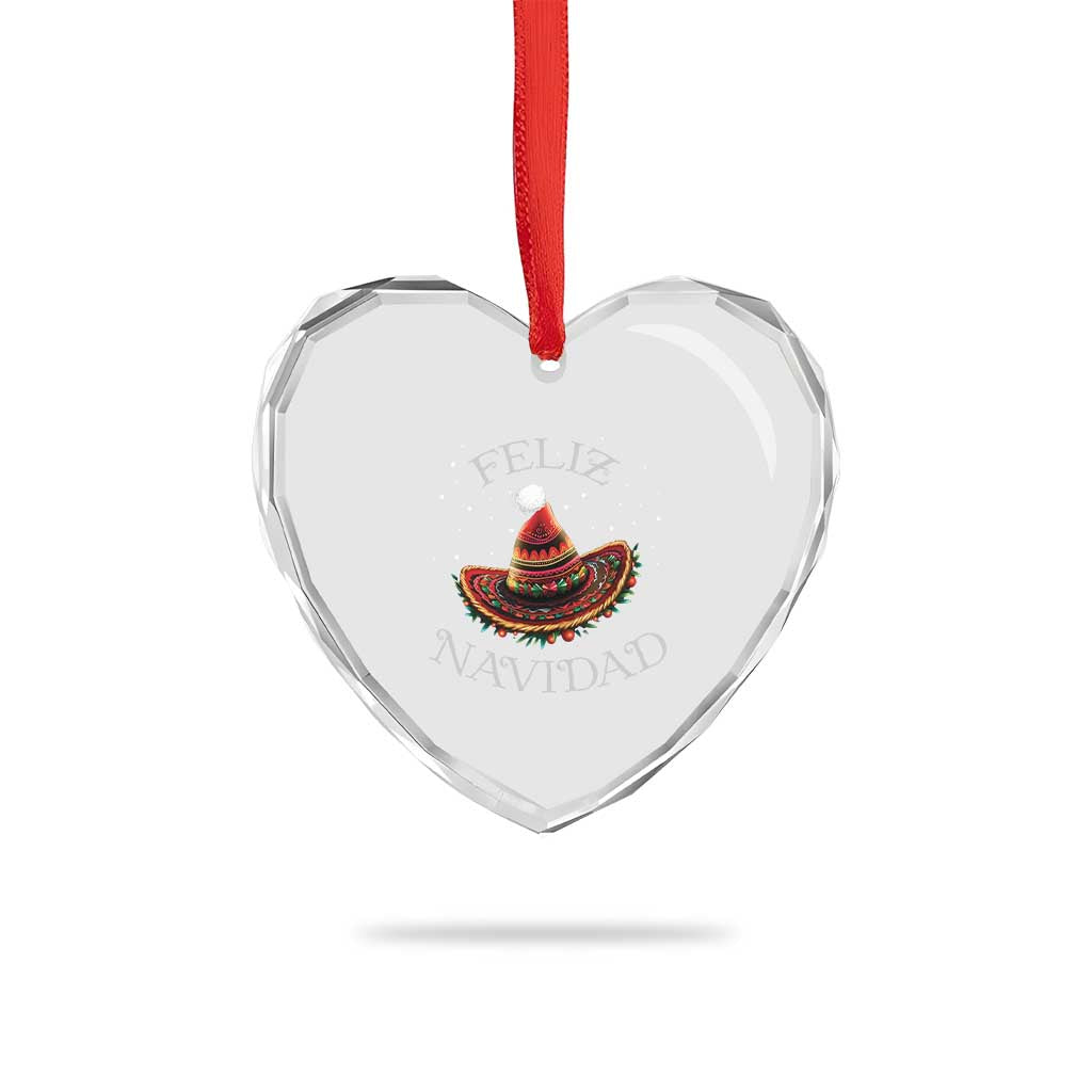 Mexico Xmas Heart Crystal Glass Ornament Feliz Navidad Santa Hat Sombrero TS09 Print Your Wear
