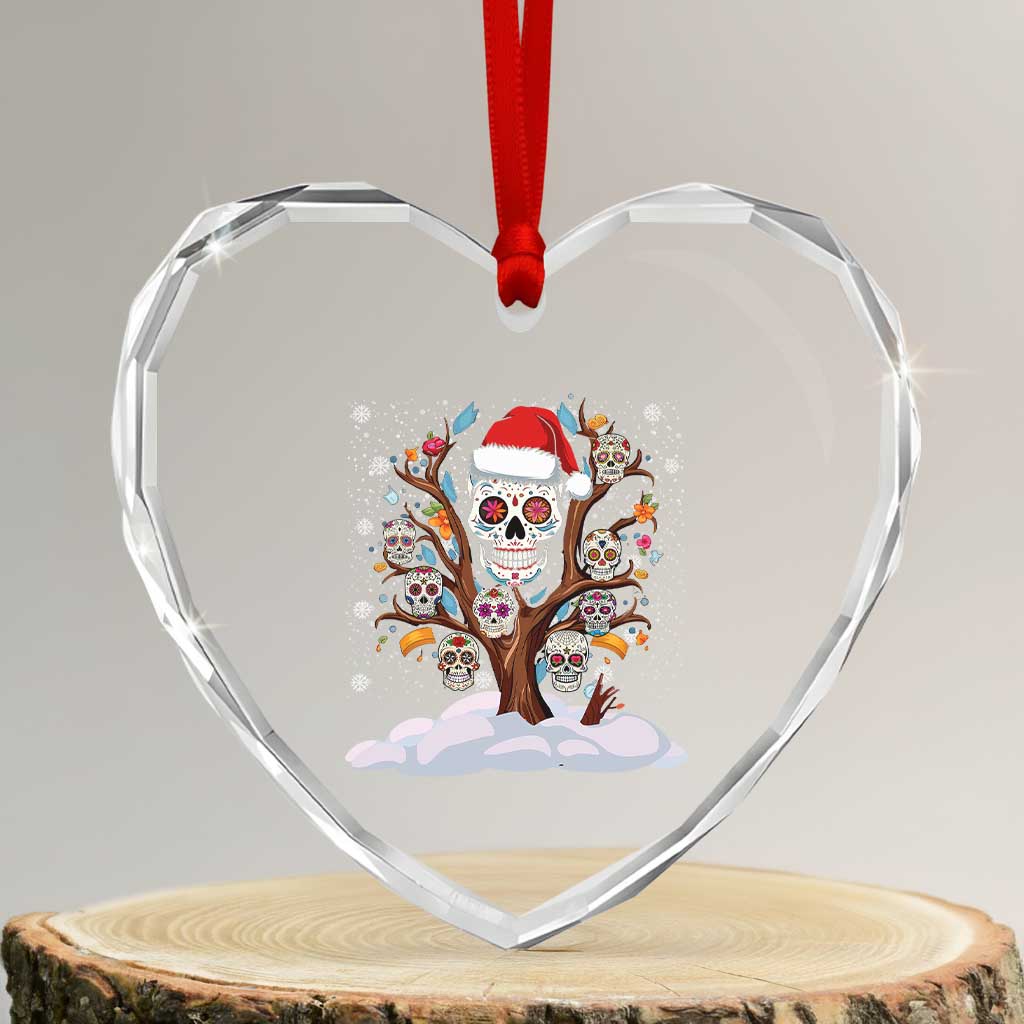 Mexico Xmas Heart Crystal Glass Ornament Sugar Skull On Tree Funny Xmas TS09 Transparent Glass 3'' Heart Print Your Wear