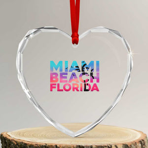 Miami Beach Florida Proud Heart Crystal Glass Ornament Floridian Retro Palms Trees