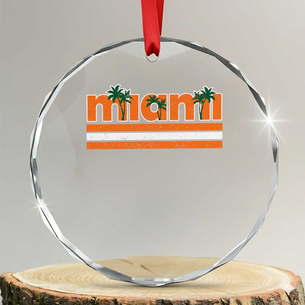 Miami Crystal Glass Ornament Florida FL Retro Vintage Weathered Athletic Sports TS10 Transparent Glass 3'' Circle Print Your Wear