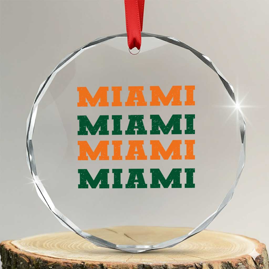 Miami Crystal Glass Ornament Retro Florida FL Vintage Athletic Sports TS10 Transparent Glass 3'' Circle Print Your Wear