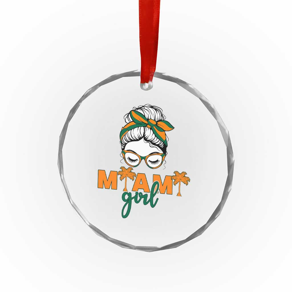 Miami Girl Messy Bun Bandana Crystal Glass Ornament South Florida Pride Palm Trees TS02 Print Your Wear