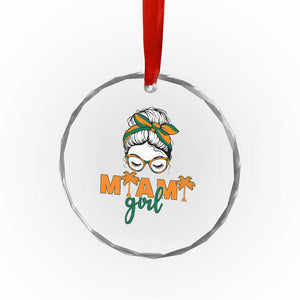 Miami Girl Messy Bun Bandana Crystal Glass Ornament South Florida Pride Palm Trees TS02 Print Your Wear