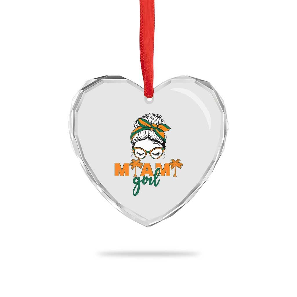 Miami Girl Messy Bun Bandana Heart Crystal Glass Ornament South Florida Pride Palm Trees TS02 Print Your Wear
