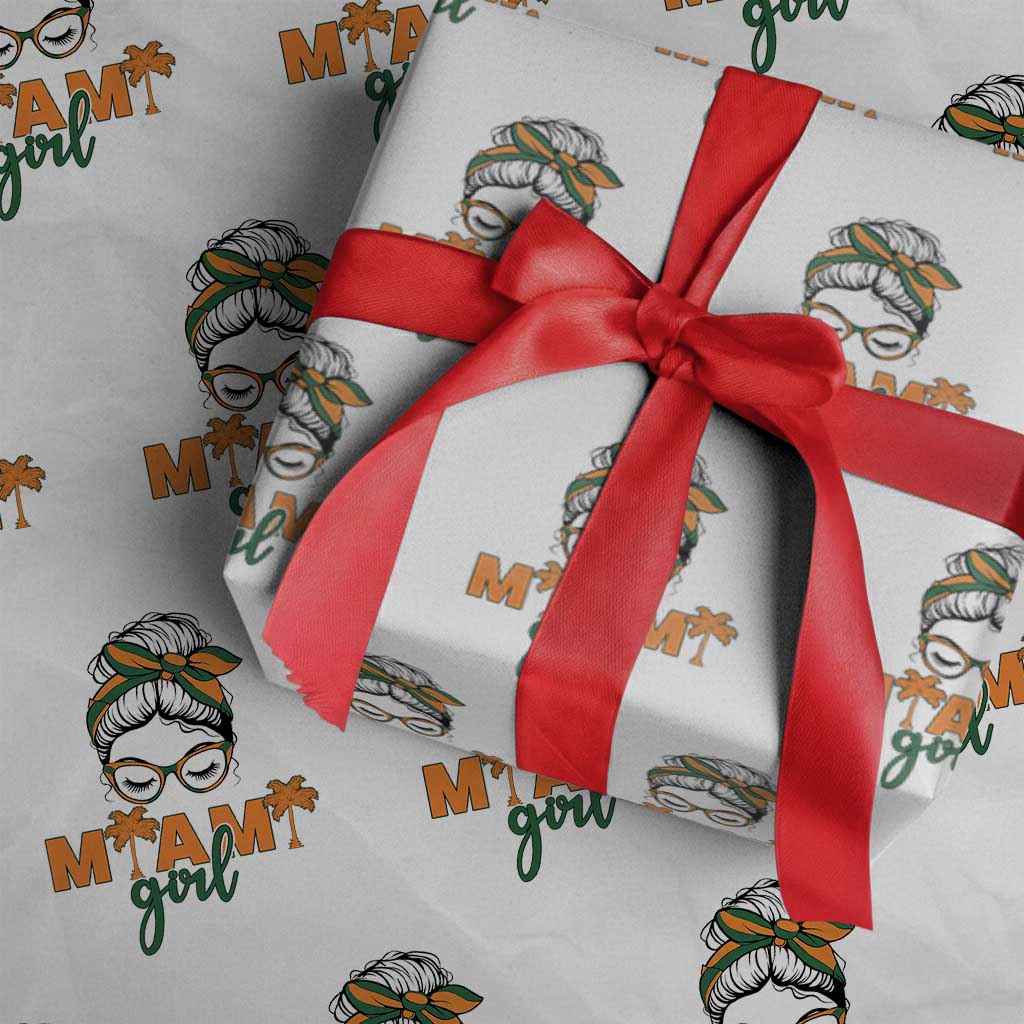 Miami Girl Messy Bun Bandana Wrapping Paper Roll South Florida Pride Palm Trees TS02 White Print Your Wear