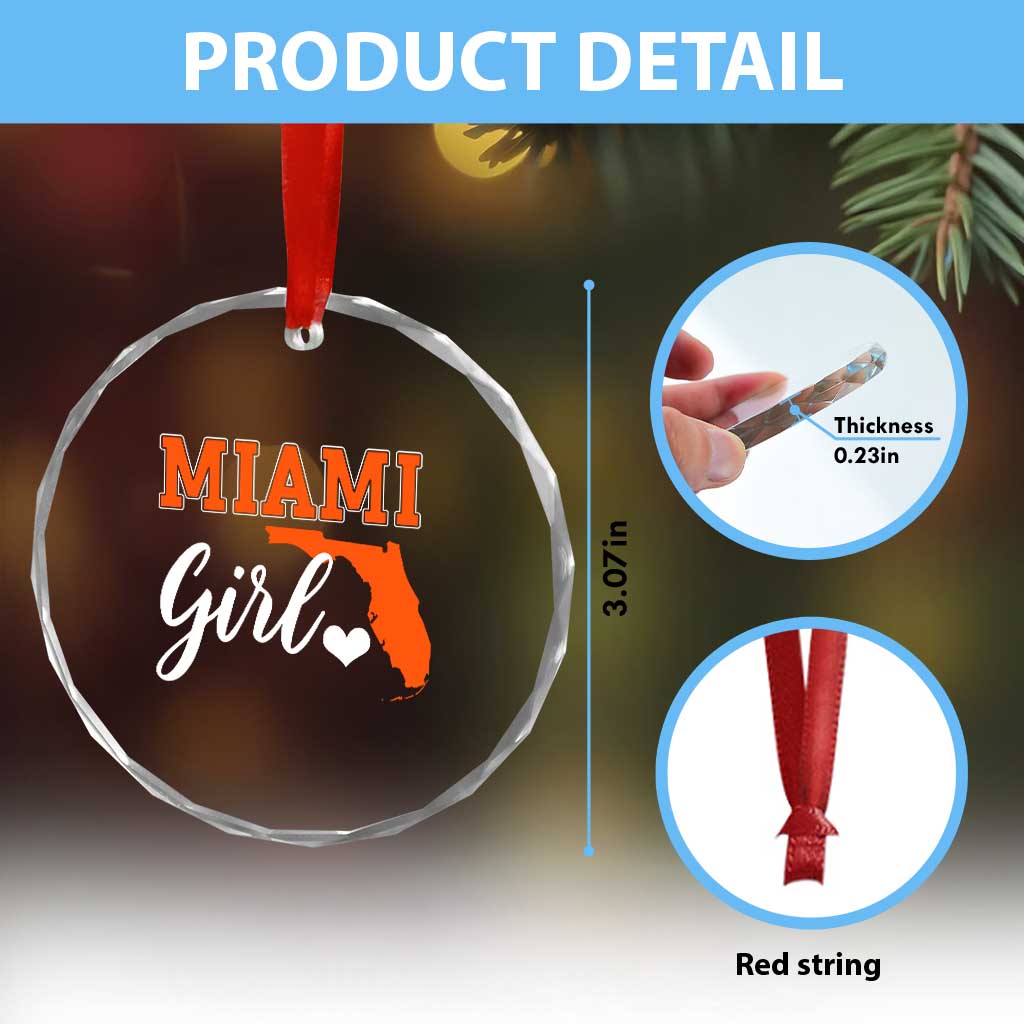 Miami Girl Pride Crystal Glass Ornament Florida State Map Local Love TS02 Print Your Wear