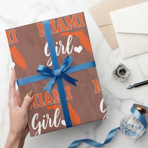 Miami Girl Pride Wrapping Paper Roll Florida State Map Local Love TS02 Mocha Print Your Wear