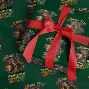 Miami Girl Skeleton Property of the 305 Wrapping Paper Roll Tropical City Florida Pride Street Style TS02 Green Print Your Wear