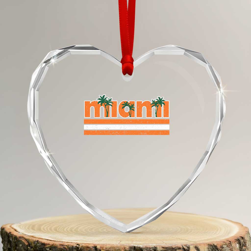 Miami Heart Crystal Glass Ornament Florida FL Retro Vintage Weathered Athletic Sports TS10 Transparent Glass 3'' Heart Print Your Wear