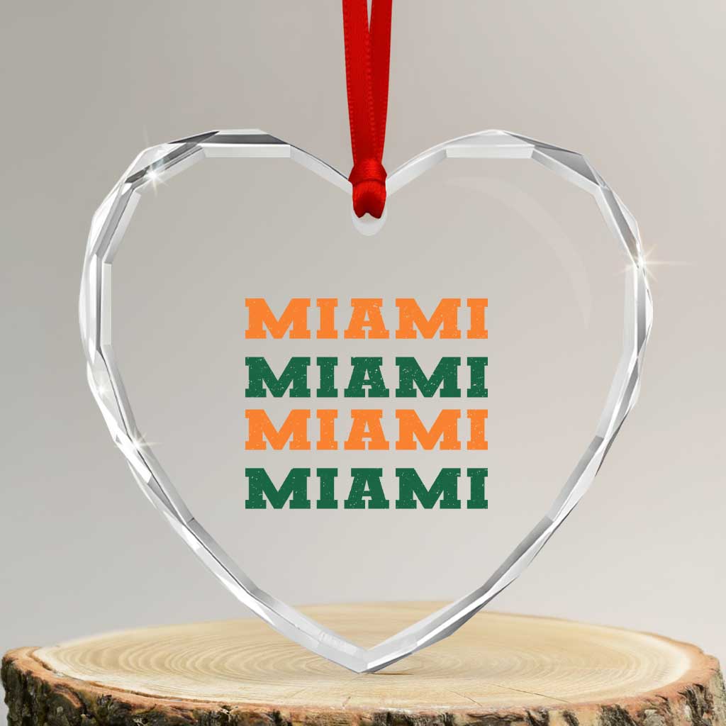Miami Heart Crystal Glass Ornament Retro Florida FL Vintage Athletic Sports TS10 Transparent Glass 3'' Heart Print Your Wear