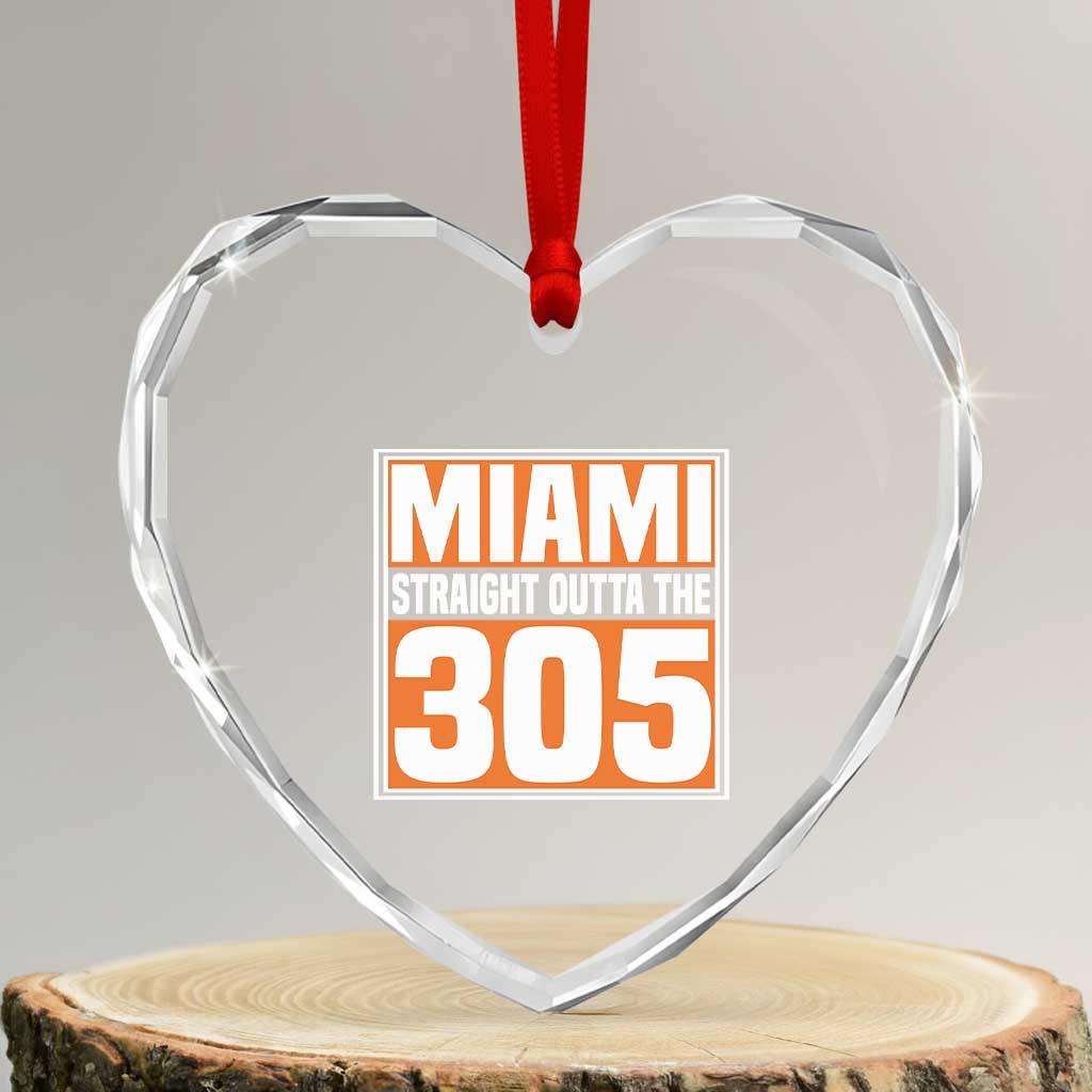 Miami Heart Crystal Glass Ornament Straight Outta The 305 Area Code Florida Pride TS10 Transparent Glass 3'' Heart Print Your Wear