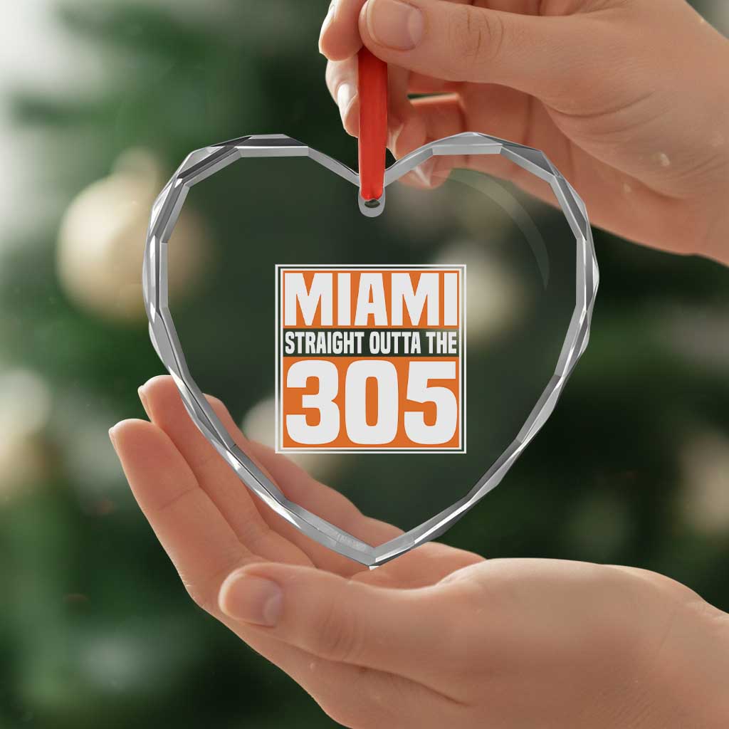 Miami Heart Crystal Glass Ornament Straight Outta The 305 Area Code Florida Pride TS10 Print Your Wear