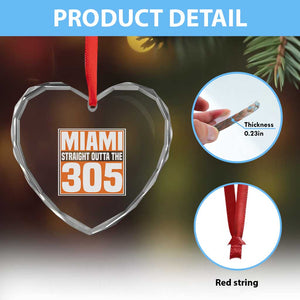 Miami Heart Crystal Glass Ornament Straight Outta The 305 Area Code Florida Pride TS10 Print Your Wear