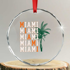 Miami Pride Palm Tree Graphic Crystal Glass Ornament Orange and Green Tropical City Vibes TS02 Transparent Glass 3'' Circle Print Your Wear