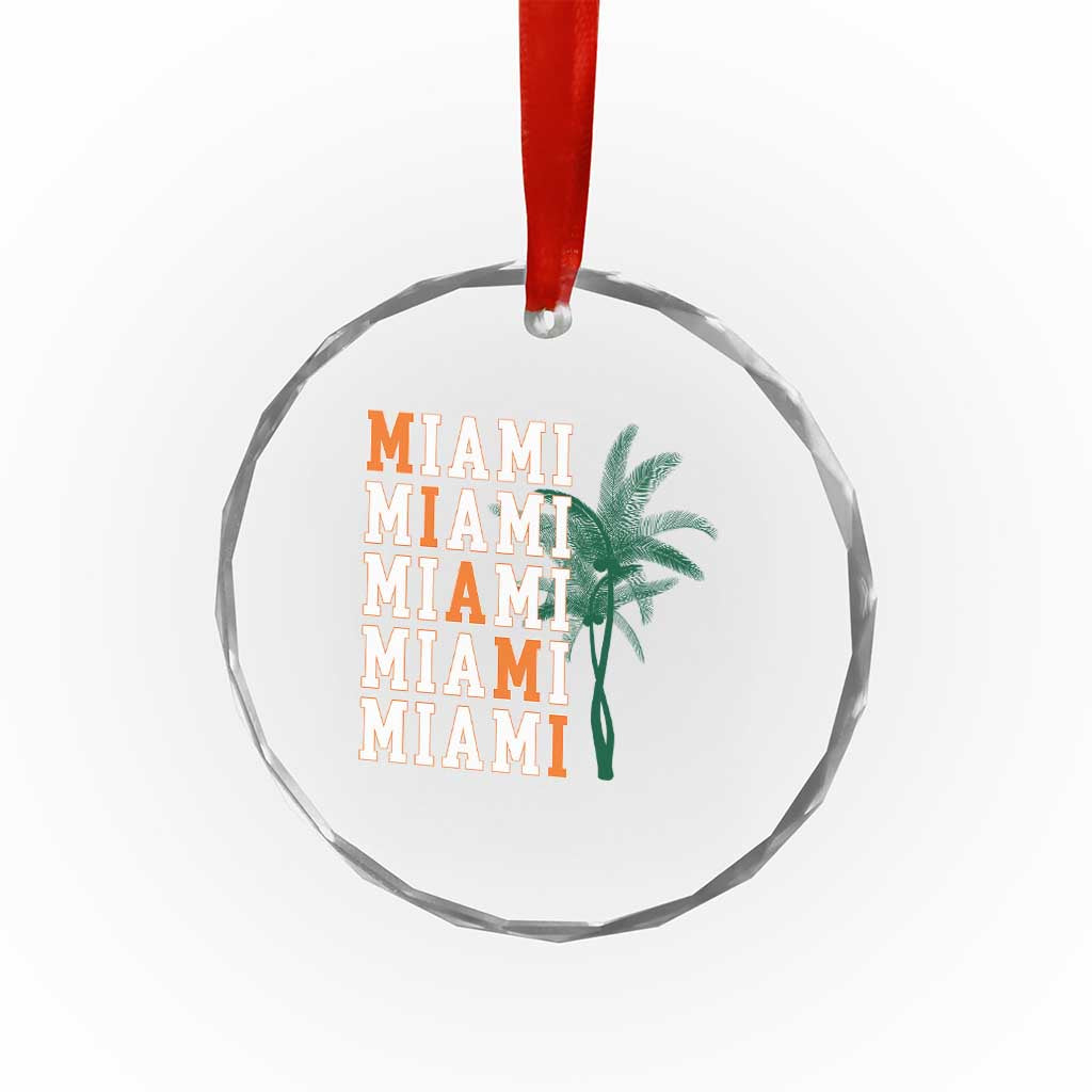Miami Pride Palm Tree Graphic Crystal Glass Ornament Orange and Green Tropical City Vibes TS02 Print Your Wear
