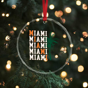 Miami Pride Palm Tree Graphic Crystal Glass Ornament Orange and Green Tropical City Vibes TS02 Print Your Wear