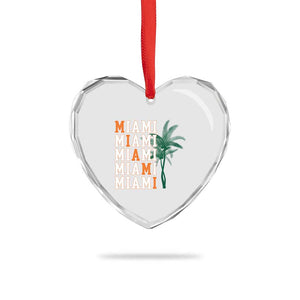 Miami Pride Palm Tree Graphic Heart Crystal Glass Ornament Orange and Green Tropical City Vibes TS02 Print Your Wear