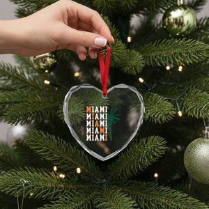 Miami Pride Palm Tree Graphic Heart Crystal Glass Ornament Orange and Green Tropical City Vibes TS02 Print Your Wear