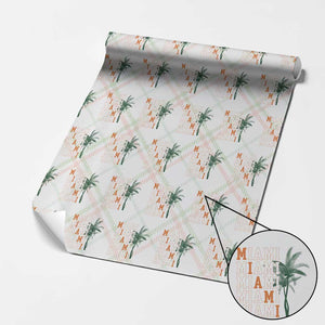 Miami Pride Palm Tree Graphic Wrapping Paper Roll Orange and Green Tropical City Vibes TS02 Christmas Plaid Print Your Wear