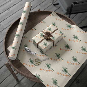 Miami Pride Palm Tree Graphic Wrapping Paper Roll Orange and Green Tropical City Vibes TS02 Beige Print Your Wear