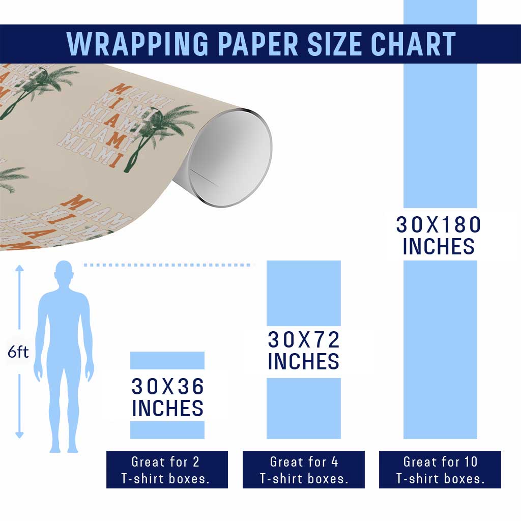 Miami Pride Palm Tree Graphic Wrapping Paper Roll Orange and Green Tropical City Vibes TS02 Print Your Wear