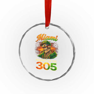 Miami Property of the 305 Skeleton Graphic Crystal Glass Ornament Street King with Sunset Florida Swag TS02 Print Your Wear