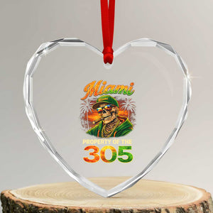 Miami Property of the 305 Skeleton Graphic Heart Crystal Glass Ornament Street King with Sunset Florida Swag TS02 Transparent Glass 3'' Heart Print Your Wear