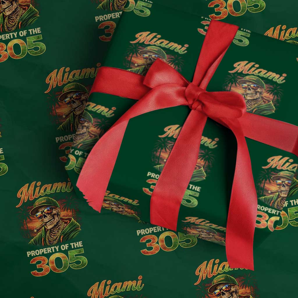 Miami Property of the 305 Skeleton Graphic Wrapping Paper Roll Street King with Sunset Florida Swag TS02 Green Print Your Wear