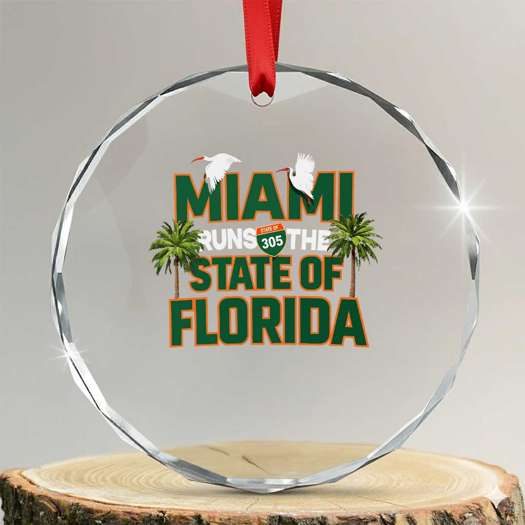 Miami Runs The State of Florida Crystal Glass Ornament FL Miami Dade County 305 Pride TS10 Transparent Glass 3'' Circle Print Your Wear