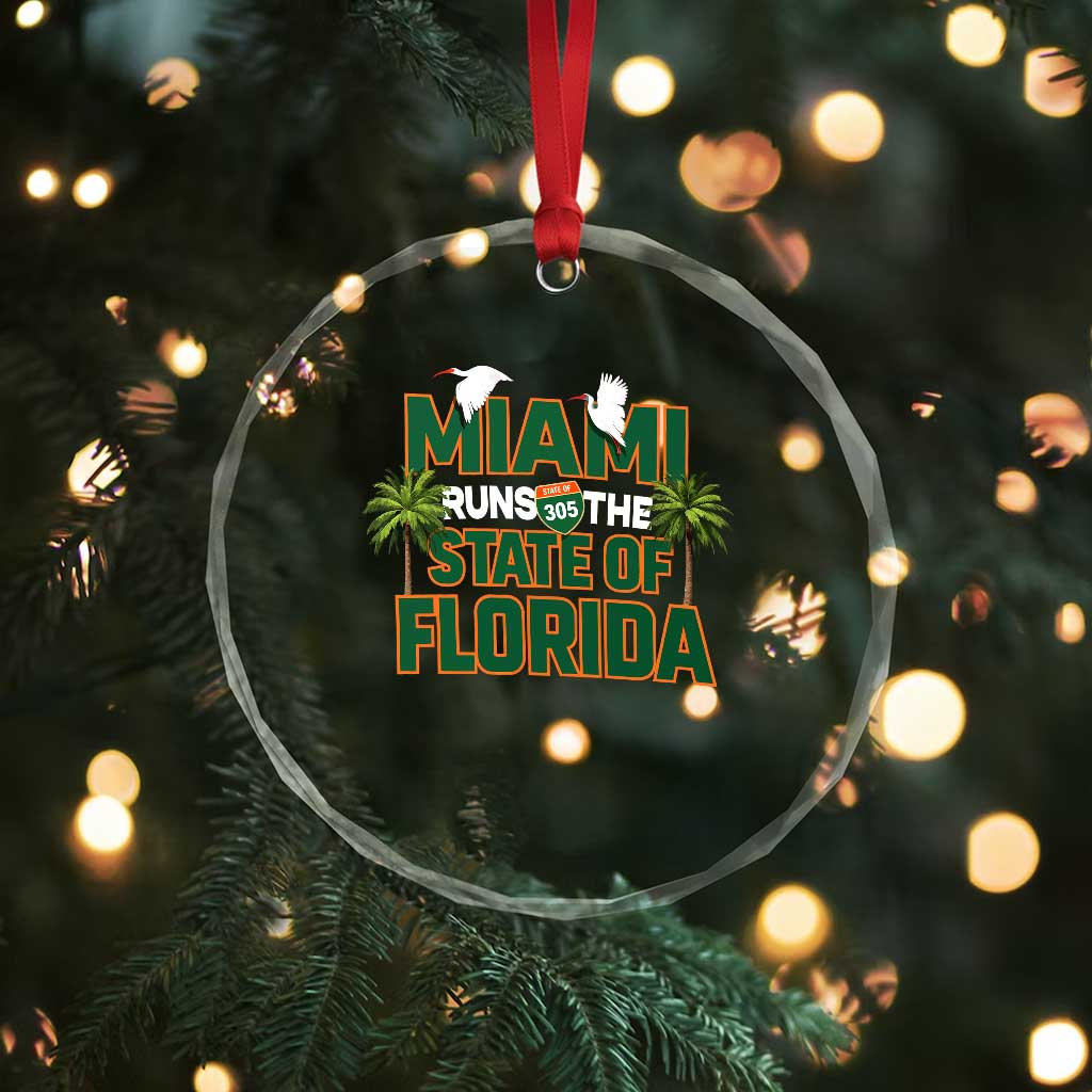 Miami Runs The State of Florida Crystal Glass Ornament FL Miami Dade County 305 Pride TS10 Print Your Wear