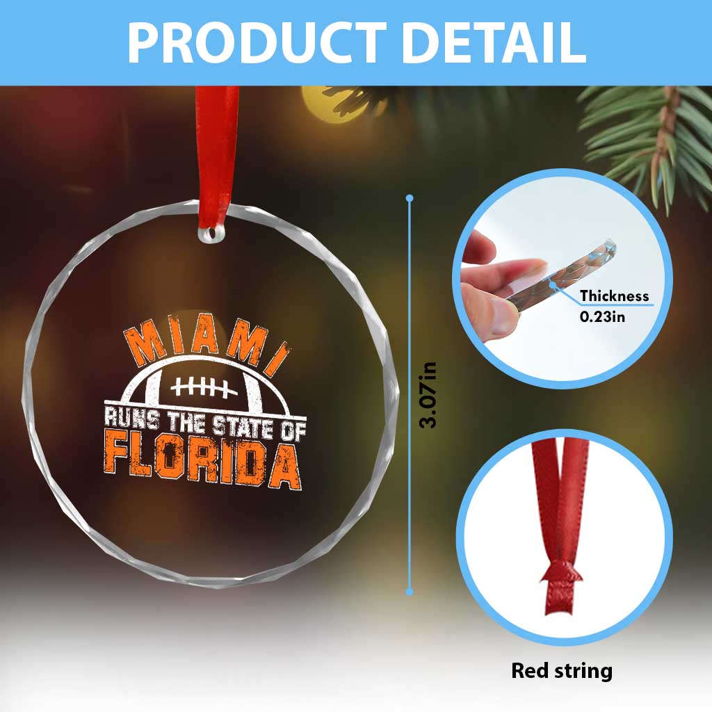 Miami Runs The State of Florida Dade County 305 Pride Crystal Glass Ornament TS10 Print Your Wear