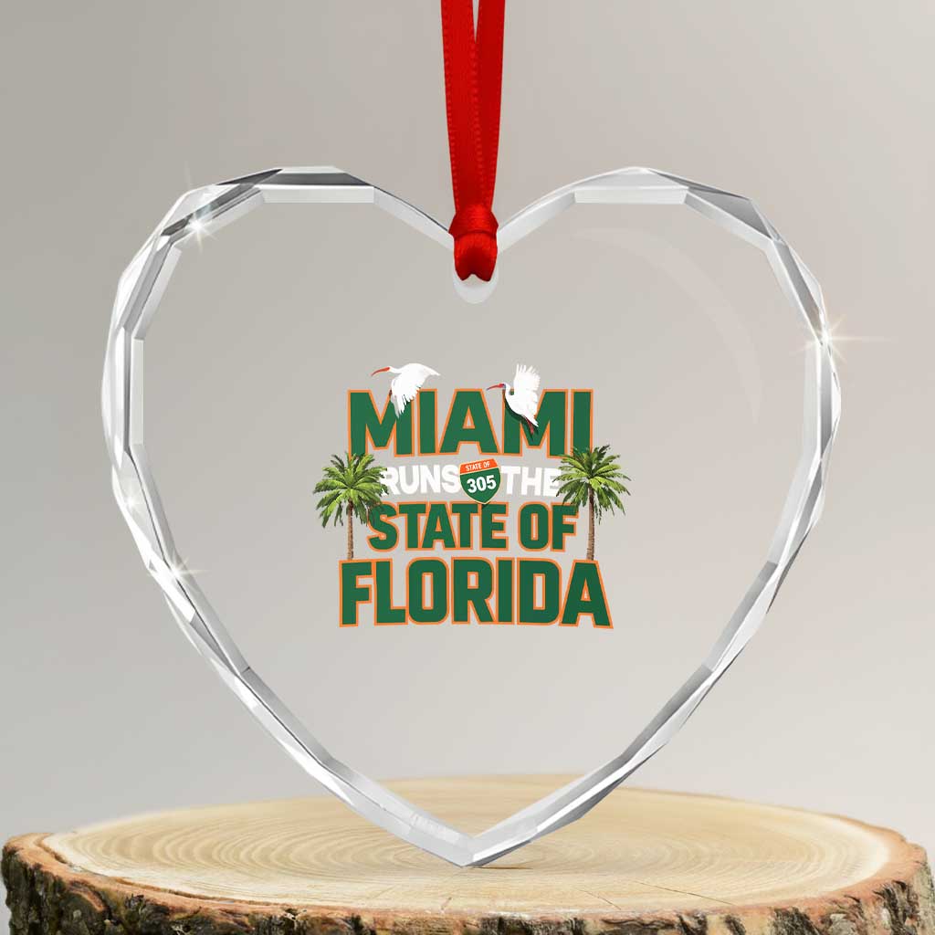 Miami Runs The State of Florida Heart Crystal Glass Ornament FL Miami Dade County 305 Pride TS10 Transparent Glass 3'' Heart Print Your Wear