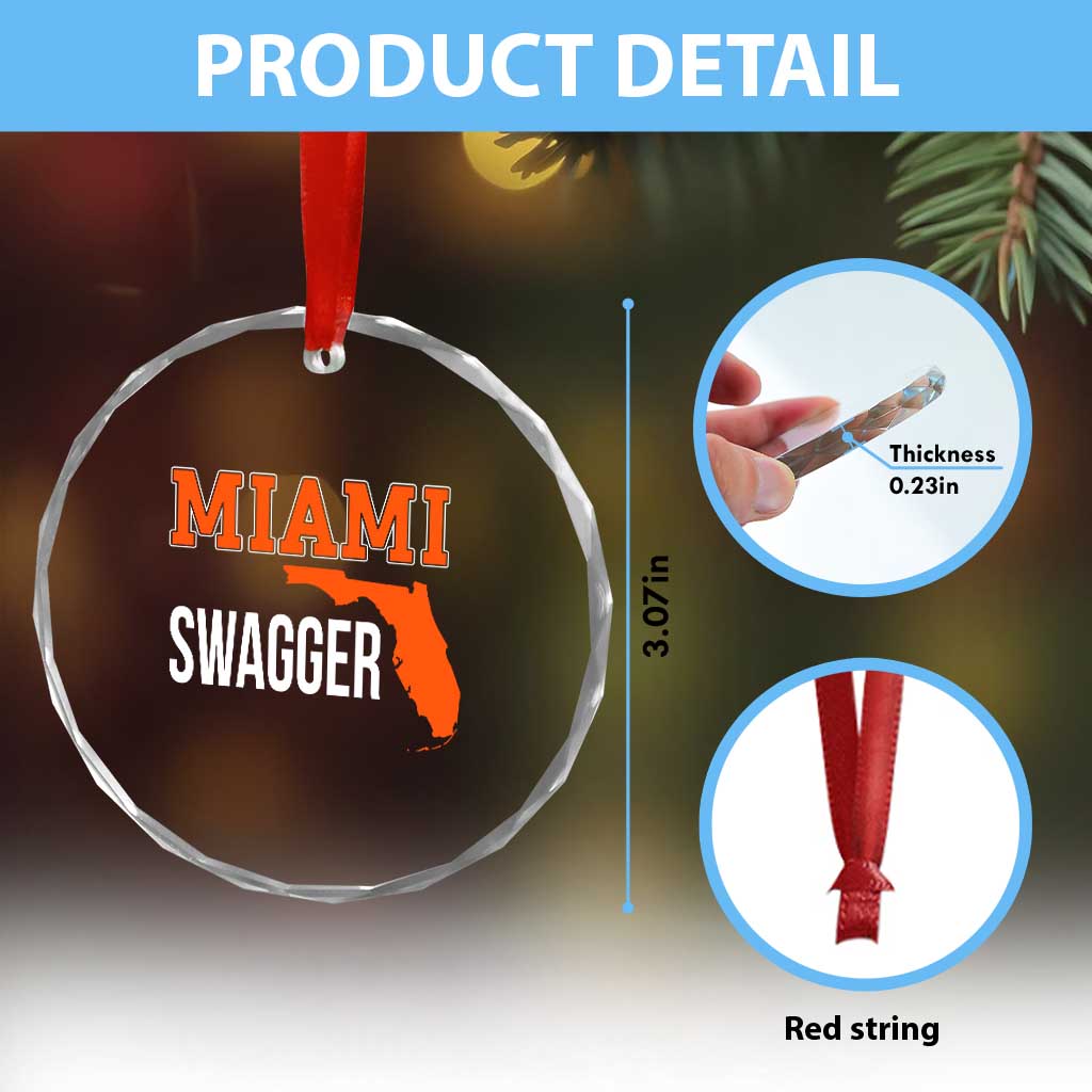Miami Swagger Pride Crystal Glass Ornament Florida State Map Local Love TS02 Print Your Wear
