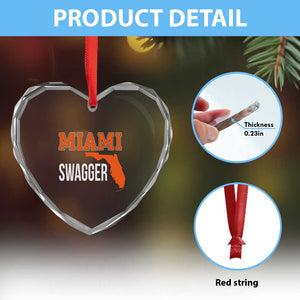 Miami Swagger Pride Heart Crystal Glass Ornament Florida State Map Local Love TS02 Print Your Wear