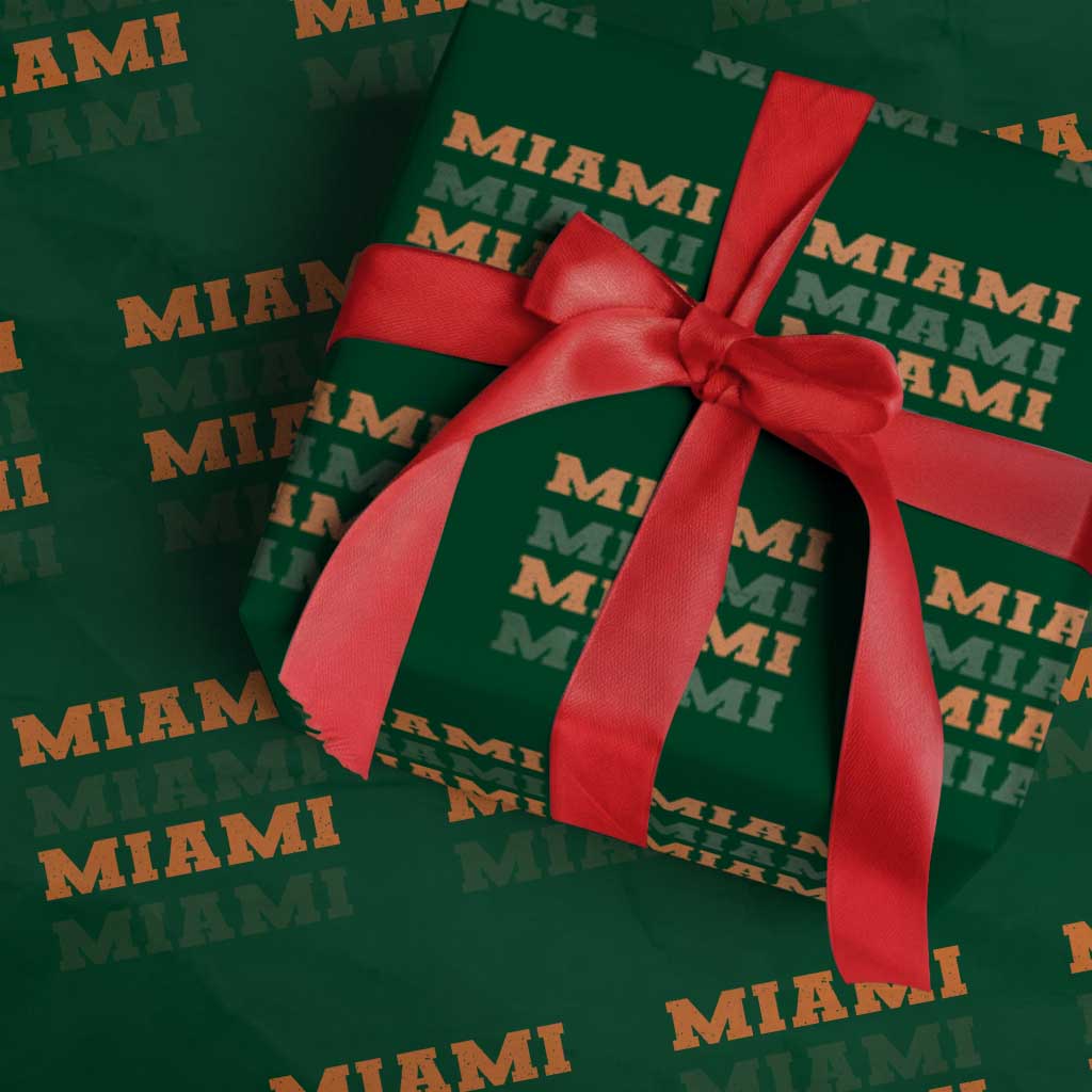 Miami Wrapping Paper Roll Retro Florida FL Vintage Athletic Sports TS10 Green Print Your Wear
