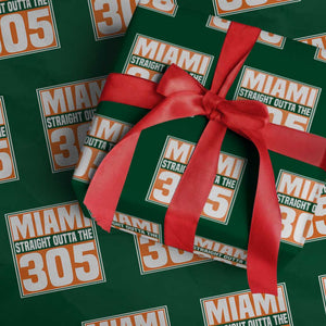 Miami Wrapping Paper Roll Straight Outta The 305 Area Code Florida Pride TS10 Green Print Your Wear