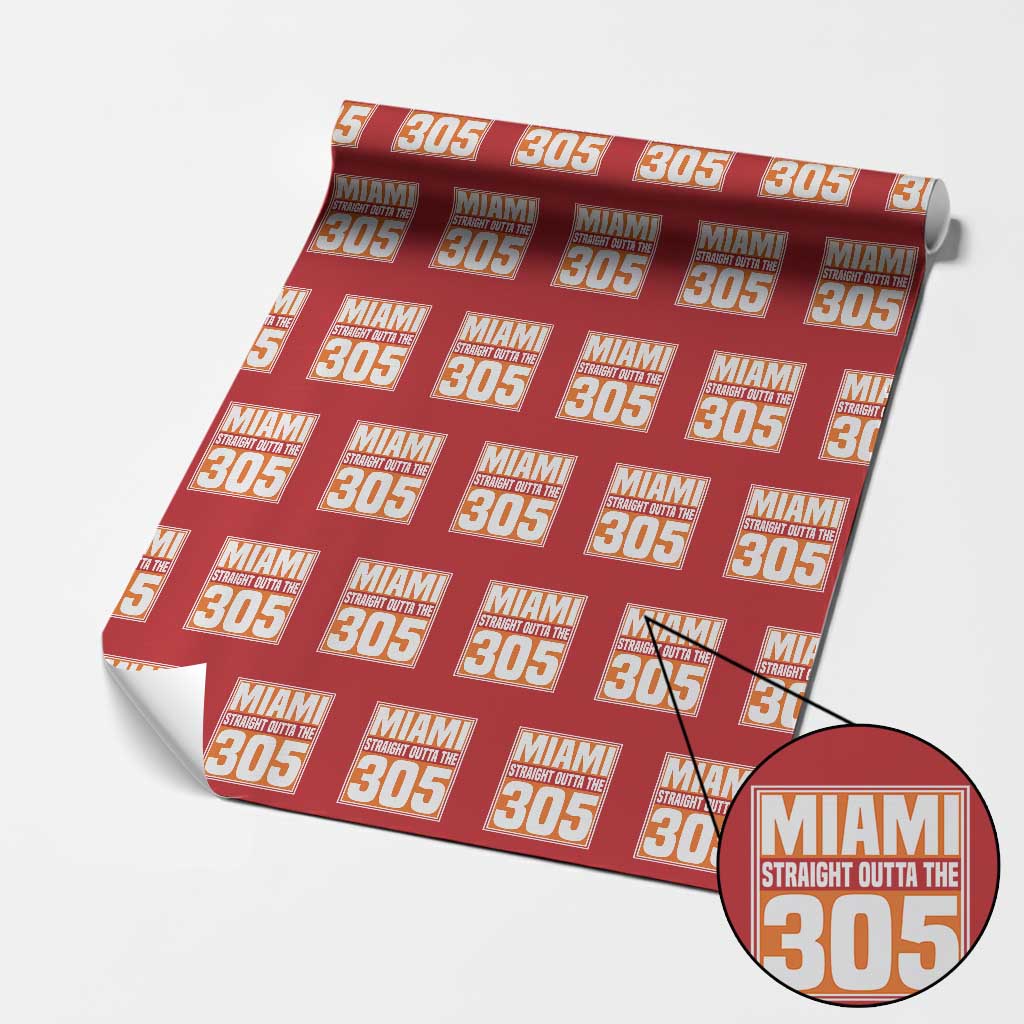 Miami Wrapping Paper Roll Straight Outta The 305 Area Code Florida Pride TS10 Red Print Your Wear
