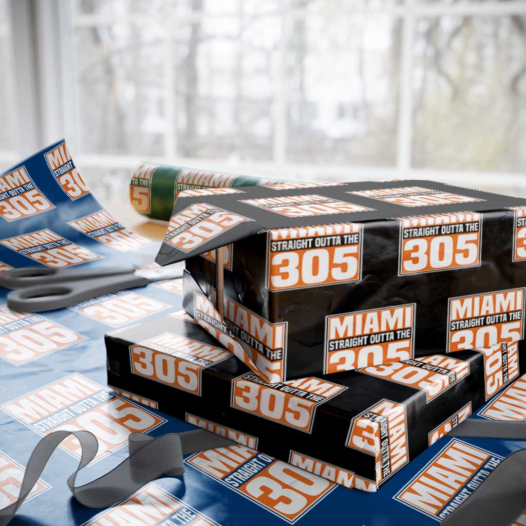 Miami Wrapping Paper Roll Straight Outta The 305 Area Code Florida Pride TS10 Black Print Your Wear