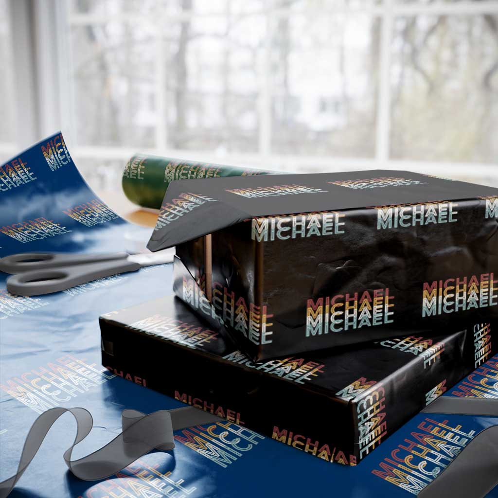Michael Birthday Gift Wrapping Paper Roll Vintage Retro Michael Name Typography TS12 Black Print Your Wear