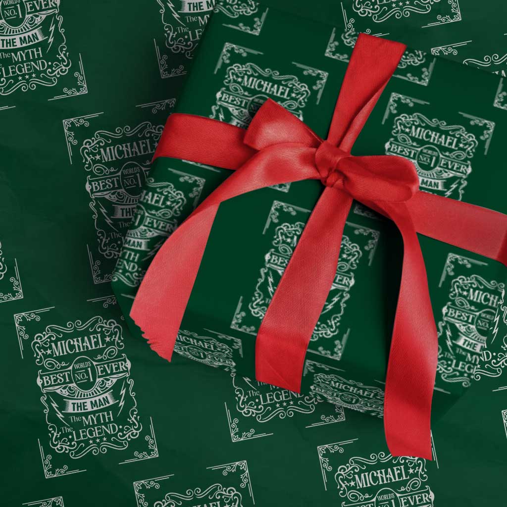 Michael The Man The Myth The Legend Wrapping Paper Roll Vintage Gift For Michael Name TS12 Green Print Your Wear