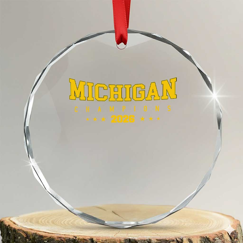 Michigan 2026 Basketball Victory Crystal Glass Ornament Champions Pride Fan Gift TS12 Transparent Glass 3'' Circle Print Your Wear