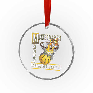Michigan 2026 Flaming Hoop Basketball Lover Crystal Glass Ornament Champions Victory Graphic Sports Fan TS12 Print Your Wear