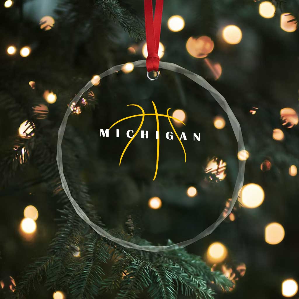 Michigan Fan Basketball Grooves Graphic MI State Crystal Glass Ornament TS11 Print Your Wear