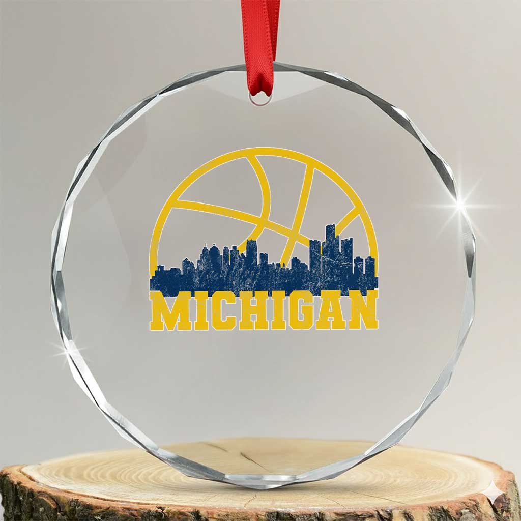 Michigan Fan Basketball Grooves Skyline MI State Crystal Glass Ornament TS11 Transparent Glass 3'' Circle Print Your Wear