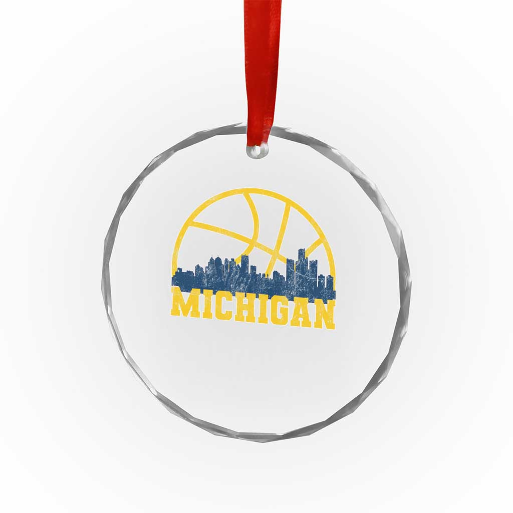 Michigan Fan Basketball Grooves Skyline MI State Crystal Glass Ornament TS11 Print Your Wear