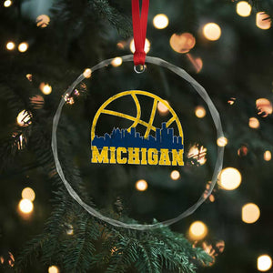 Michigan Fan Basketball Grooves Skyline MI State Crystal Glass Ornament TS11 Print Your Wear