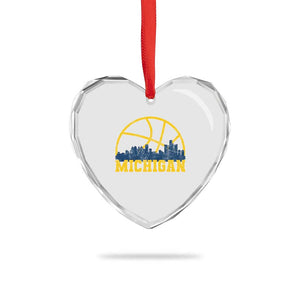 Michigan Fan Basketball Grooves Skyline MI State Heart Crystal Glass Ornament TS11 Print Your Wear