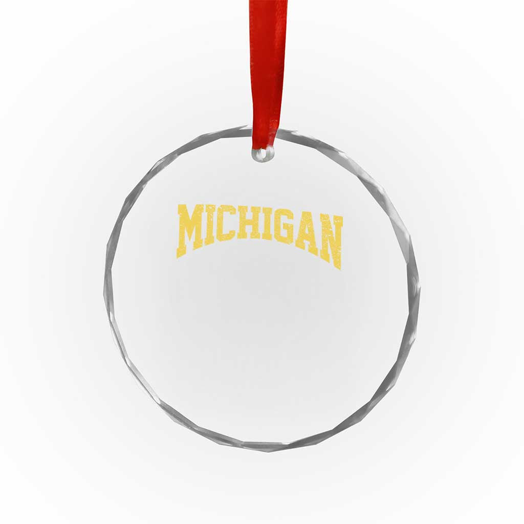 Michigan Fan Crystal Glass Ornament Yellow Bold Sport State Letters Game Day TS11 Print Your Wear