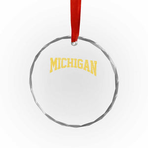 Michigan Fan Crystal Glass Ornament Yellow Bold Sport State Letters Game Day TS11 Print Your Wear